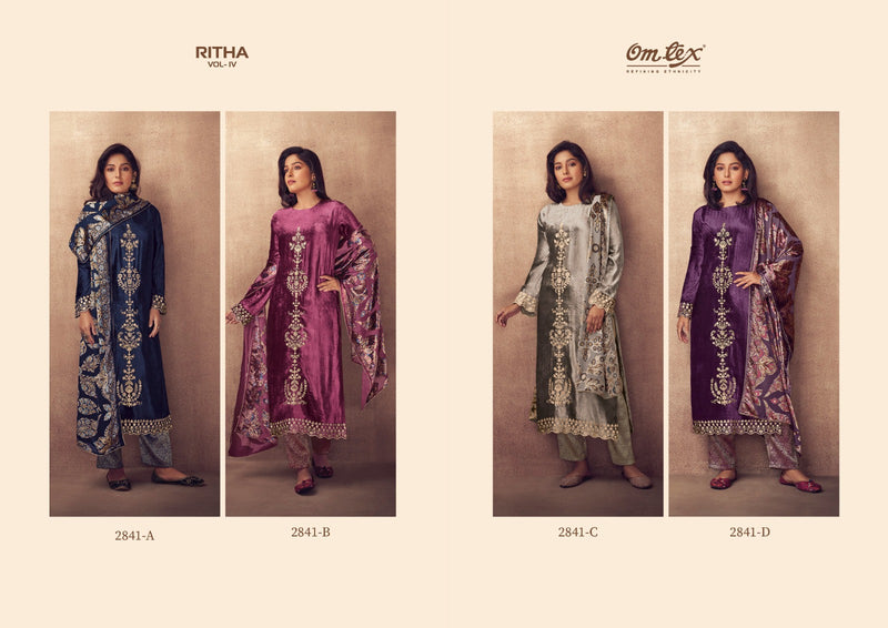 Omtex Ritha Vol 4 Velvet With Embroidery Designer Exclusive Salwar Suits