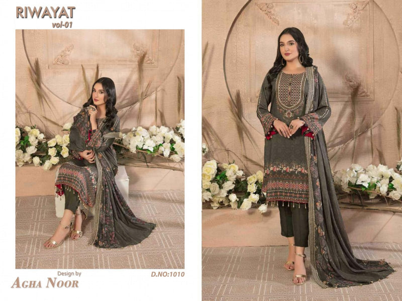Agha Noor Riwayat Vol 1 Lawn Cotton Karachi Style Print Fancy Salwar Kameez