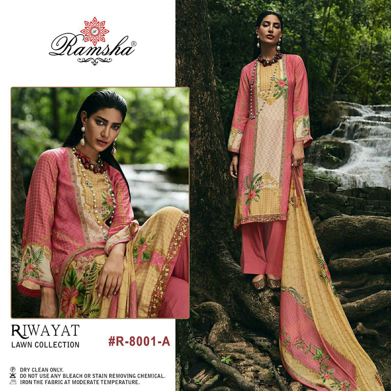 Ramsha Riwayat Lawn Collection Cambric Cotton Fancy Embroidery Salwar Kameez