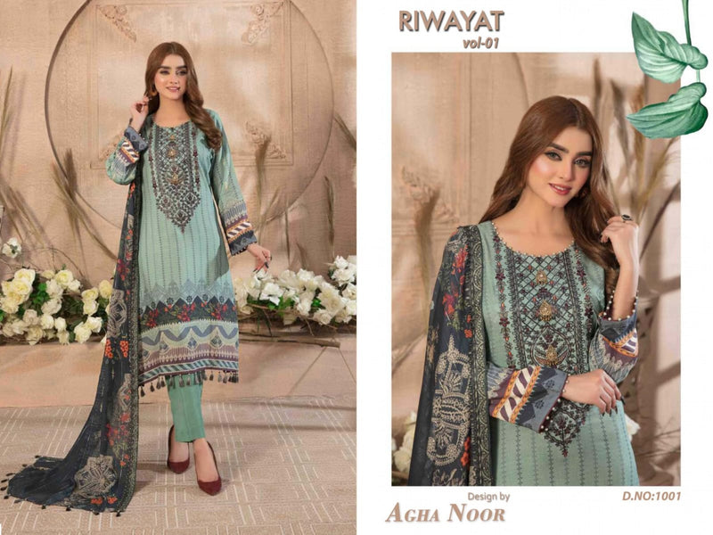Agha Noor Riwayat Vol 1 Lawn Cotton Karachi Style Print Fancy Salwar Kameez