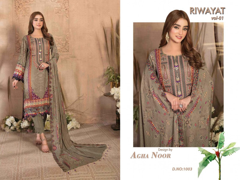 Agha Noor Riwayat Vol 1 Lawn Cotton Karachi Style Print Fancy Salwar Kameez