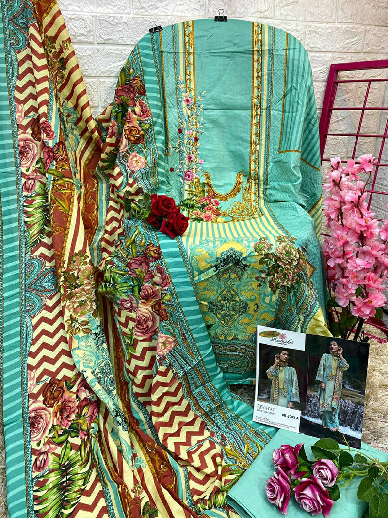 Ramsha Riwayat Lawn Collection Cambric Cotton Fancy Embroidery Salwar Kameez