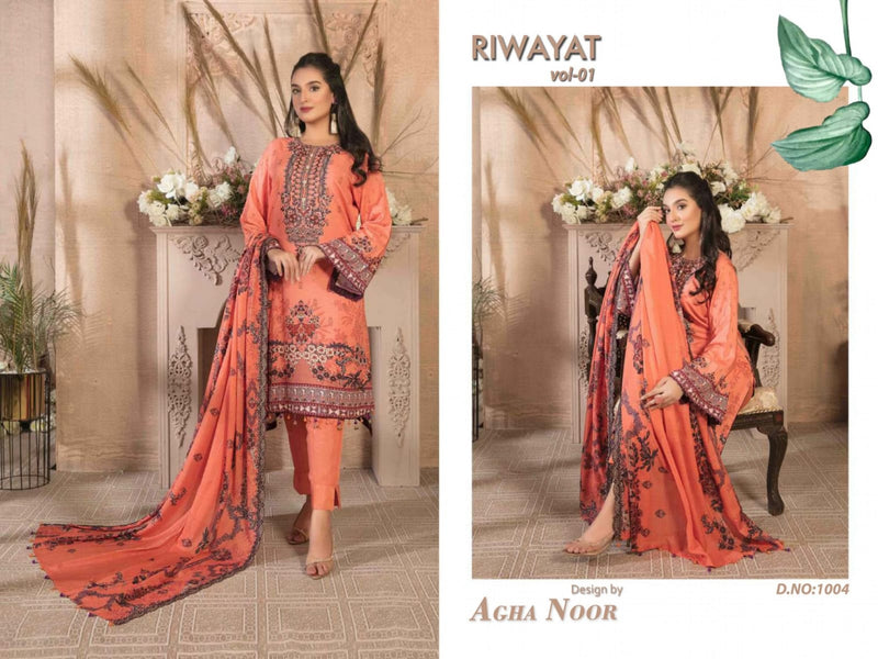 Agha Noor Riwayat Vol 1 Lawn Cotton Karachi Style Print Fancy Salwar Kameez