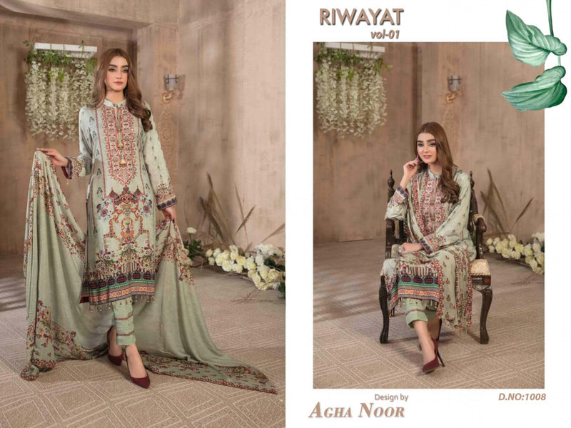Agha Noor Riwayat Vol 1 Lawn Cotton Karachi Style Print Fancy Salwar Kameez