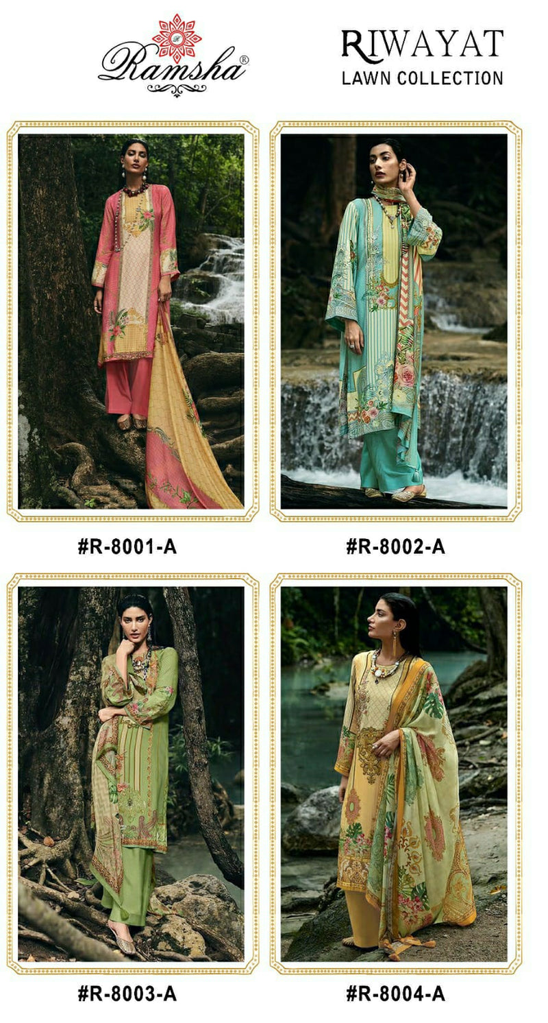 Ramsha Riwayat Lawn Collection Cambric Cotton Fancy Embroidery Salwar Kameez