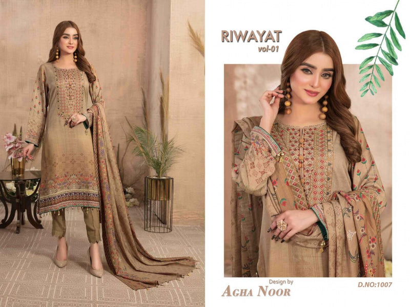 Agha Noor Riwayat Vol 1 Lawn Cotton Karachi Style Print Fancy Salwar Kameez
