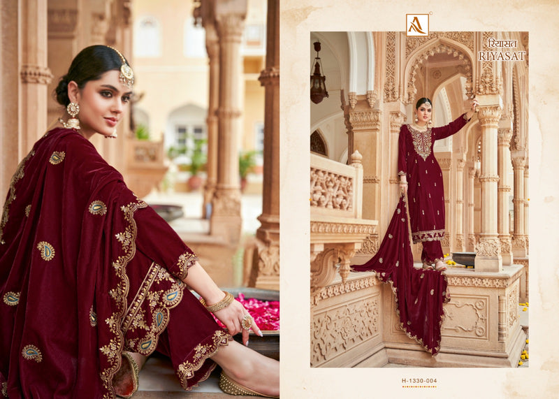Alok Suits Riyasat Velvet With Embroidery Work Designer Suit Collection
