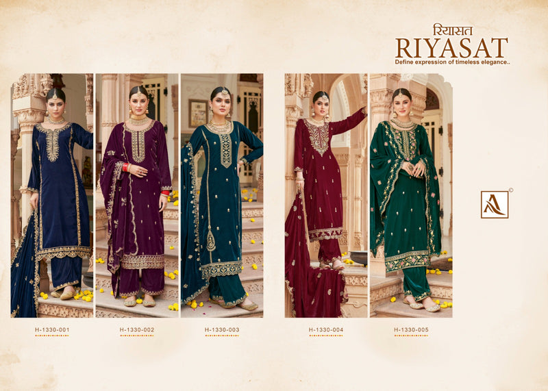 Alok Suits Riyasat Velvet With Embroidery Work Designer Suit Collection