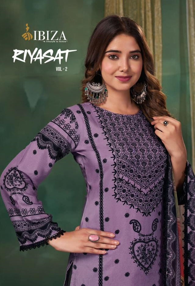 Ibiza Riyasat Vol 2 Muslin Digital Print With Hand Work Designer Fancy Suits