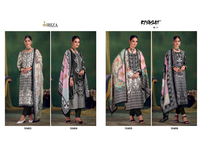 Ibiza Riyasat Vol 3 Muslin Digital Print With Fancy Hand Work Designer Suits