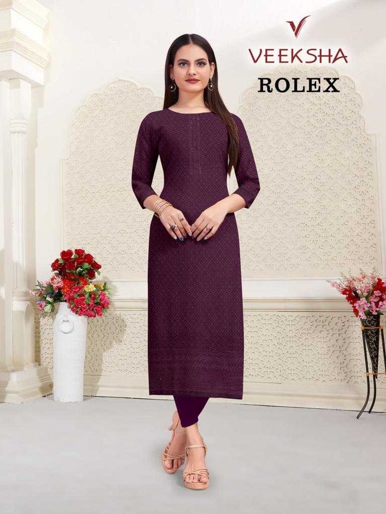 Veeksha Rolex Rayon Shifli Designer Kurtis