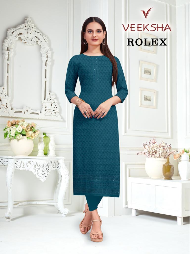 Veeksha Rolex Rayon Shifli Designer Kurtis