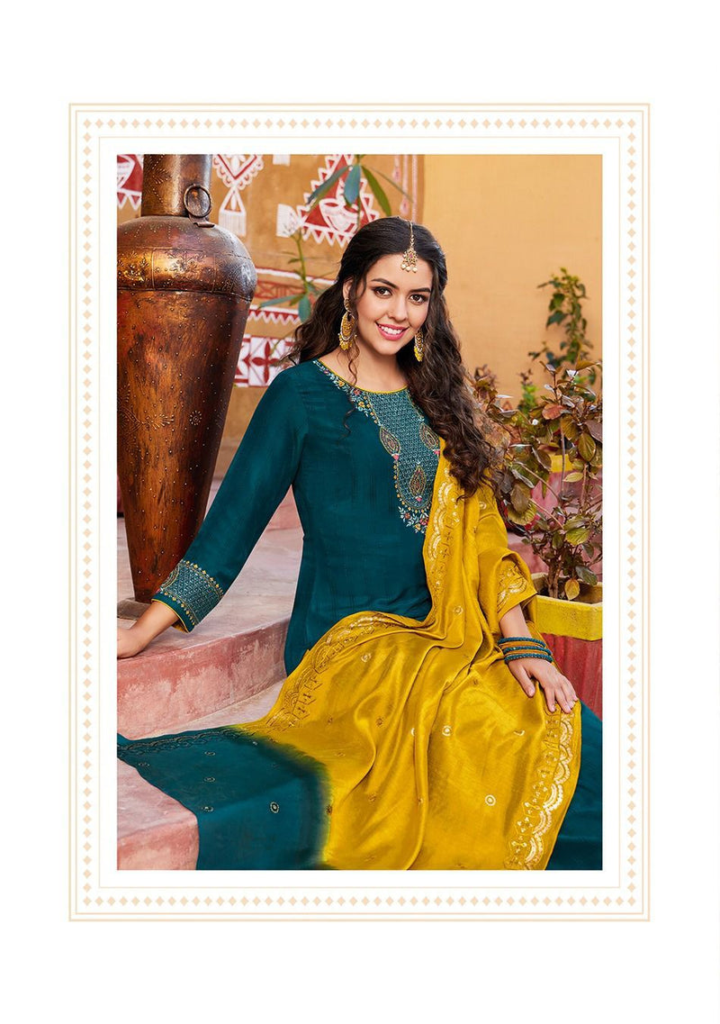Ladies Flavour Rolex Vol 2 Chinon Weaving Embroidery Sequence Work Fancy Designer Kurti
