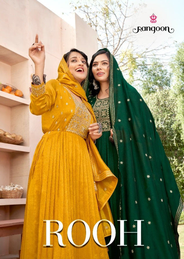 Rangoon Rooh Silk With Fancy Embroidery Designer Kurti Combo Set