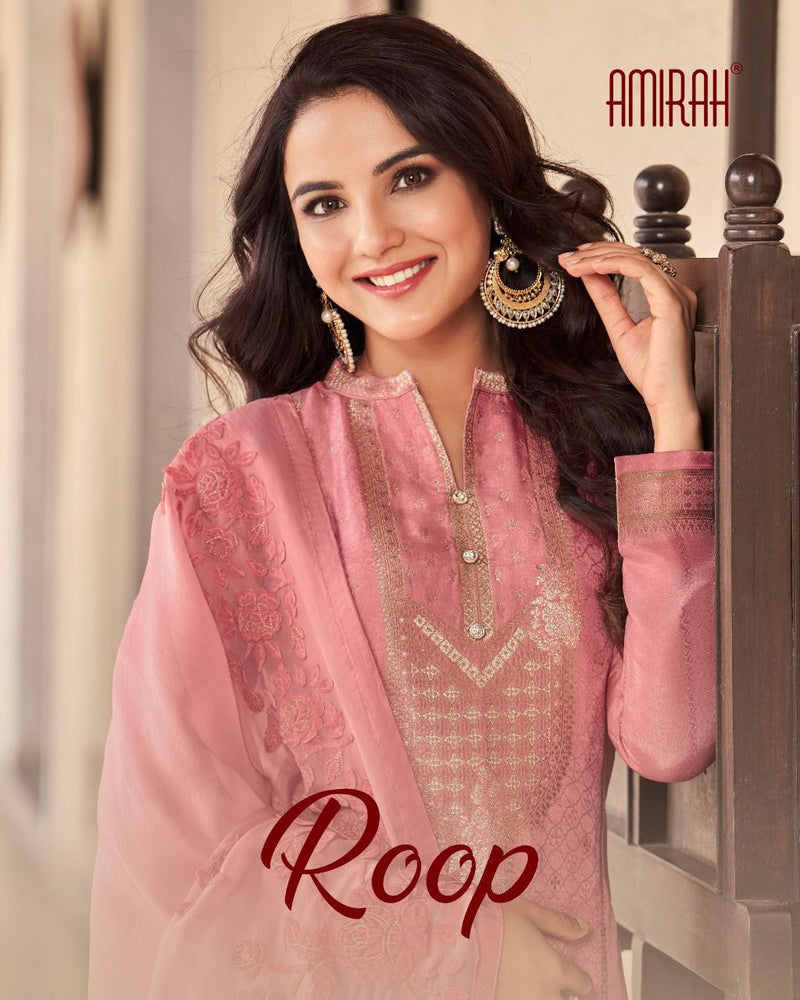 Amirah Roop Pure Viscose Dola Jacquard Heavy Embroidered Suits