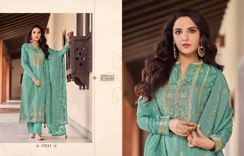 Amirah Roop Pure Viscose Dola Jacquard Heavy Embroidered Suits