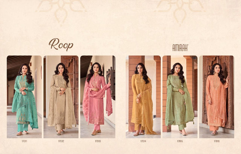 Amirah Roop Pure Viscose Dola Jacquard Heavy Embroidered Suits