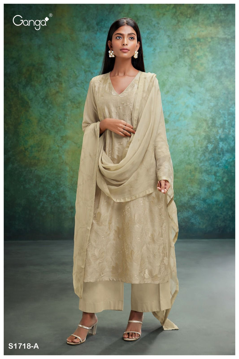 Ganga Rose 1718 Russian Silk With Embroidery Designer Fancy Salwar Suits