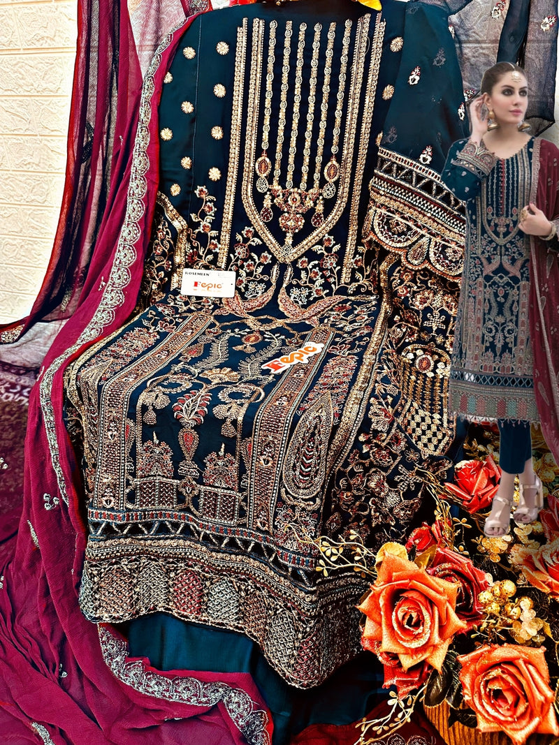 Fepic Rosemeen C 1287 Georgette With Embroidered Exclusive Pakistani Salwar Kameez