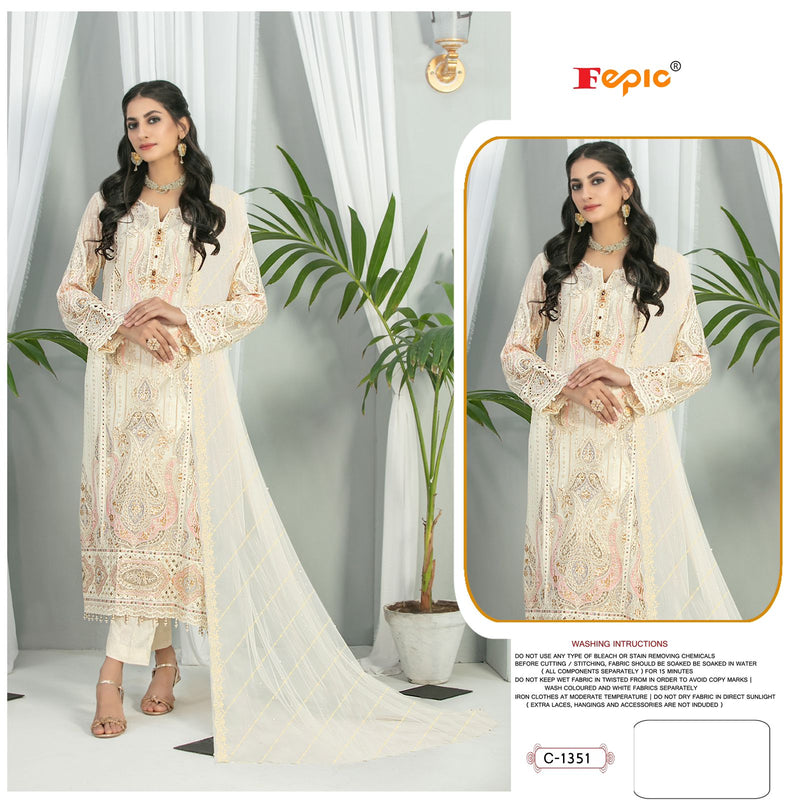 Fepic Rosemeen C 1351 Organza Embroidery Work Pakistani Salwar Kameez
