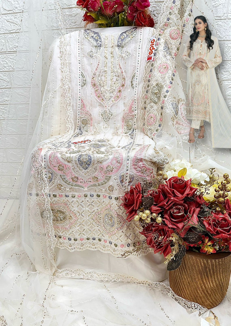 Fepic Rosemeen C 1351 Organza Embroidery Work Pakistani Salwar Kameez