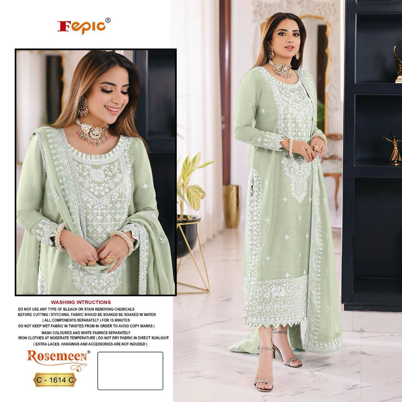 Fepic Rosemeen C 1614 Organza Embroidery Designer Suit Collection