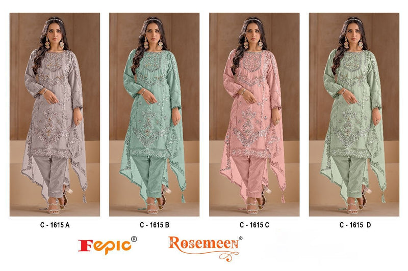 Fepic Rosemeen C 1615 Organza Embroidered Pakistani Suit Collection