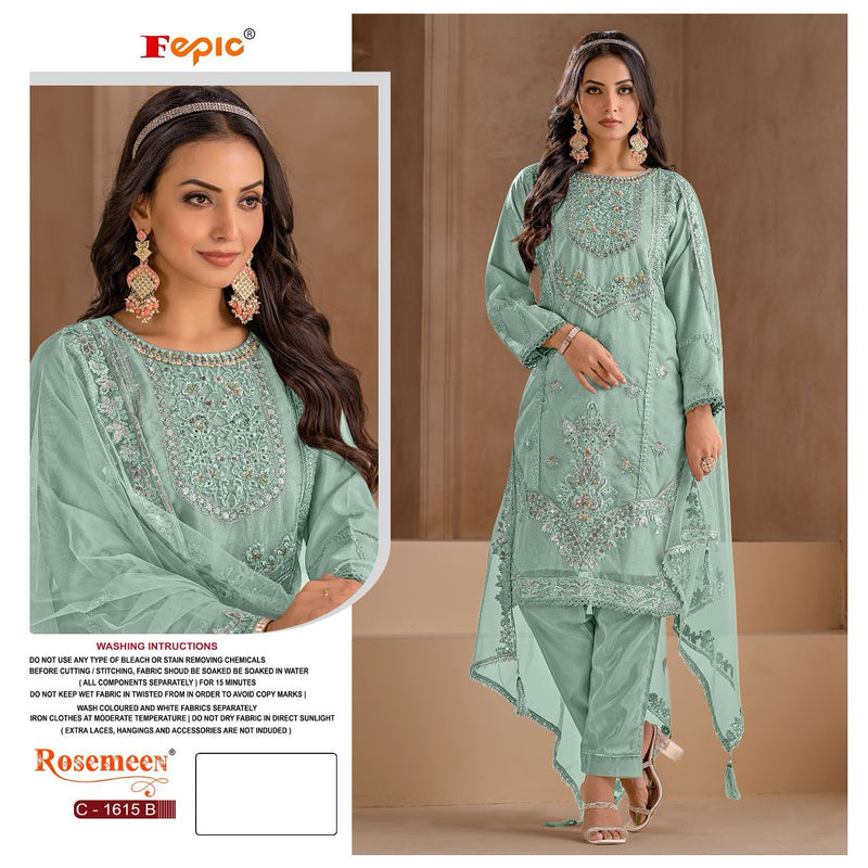 Fepic Rosemeen C 1615 Organza Embroidered Pakistani Suit Collection