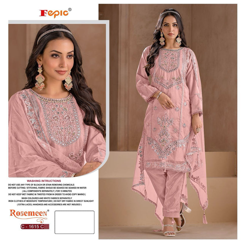 Fepic Rosemeen C 1615 Organza Embroidered Pakistani Suit Collection