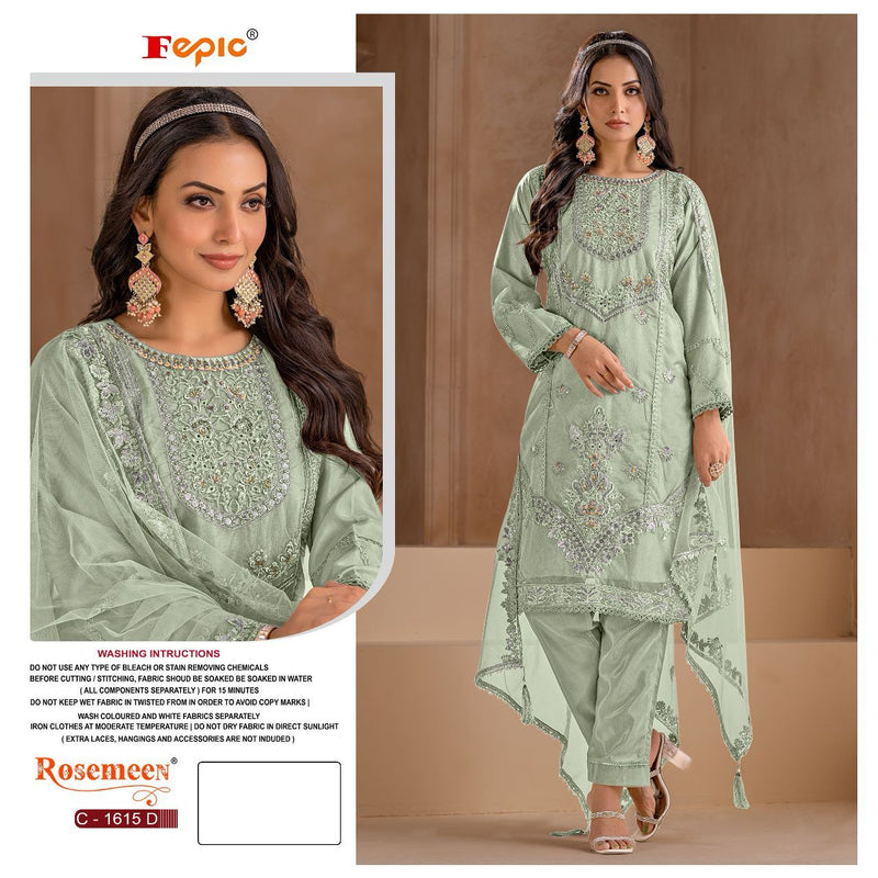 Fepic Rosemeen C 1615 Organza Embroidered Pakistani Suit Collection