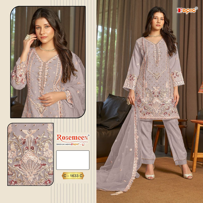 Fepic Rosemeen C 1633 Organza Embroidery With Heavy Handwork Suit Collection