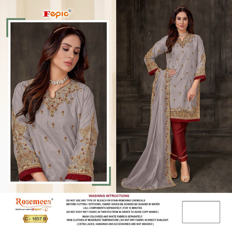 Fepic Rosemeen C 1657 Organza Embroidery Designer Fancy Suit Collection