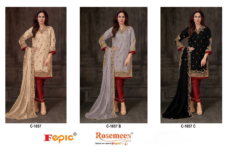 Fepic Rosemeen C 1657 Organza Embroidery Designer Fancy Suit Collection
