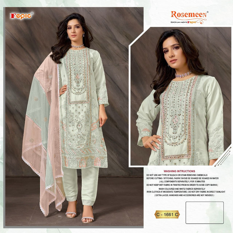 Fepic Rosemeen C 1661 Organza With Embroidered Designer Pakistani Suits