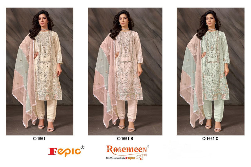 Fepic Rosemeen C 1661 Organza With Embroidered Designer Pakistani Suits
