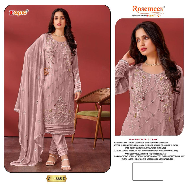 Fepic Rosemeen C 1665 Georgette Embroidered With Heavy Khatli Work Pakistani Suits