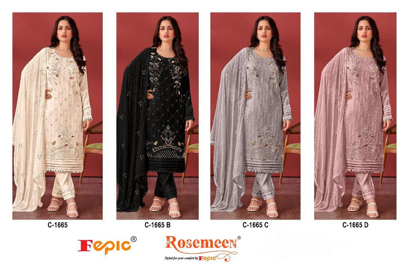 Fepic Rosemeen C 1665 Georgette Embroidered With Heavy Khatli Work Pakistani Suits