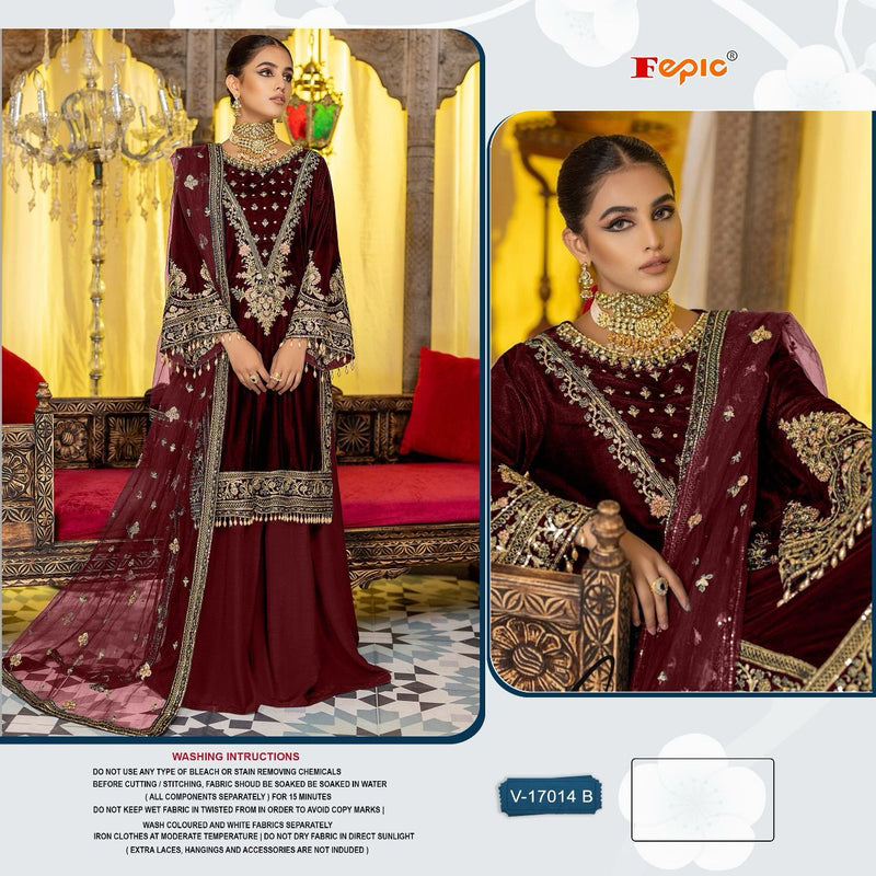 Fepic Rosemeen V 17014 Velvet Heavy Embroidered Pakistani Suit Collection