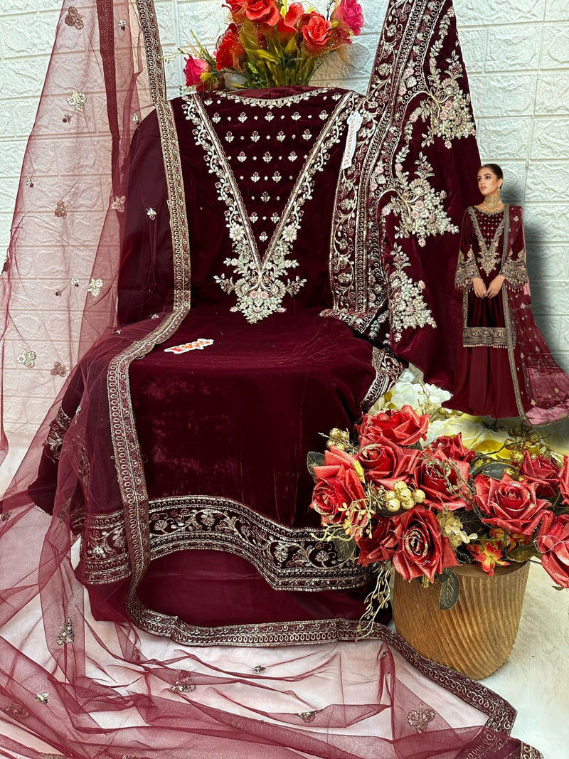 Fepic Rosemeen V 17014 Velvet Heavy Embroidered Pakistani Suit Collection