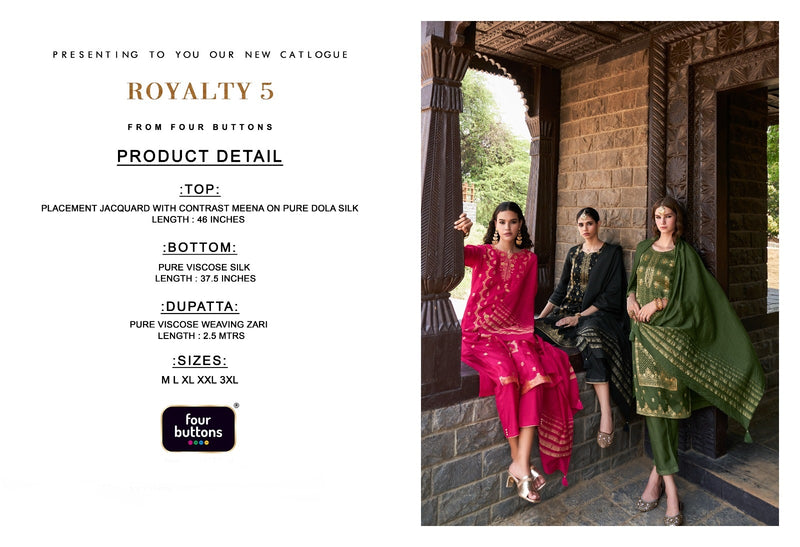 Four Buttons Royalty Vol 5 Jacquard Exclusive Party Wear Suits