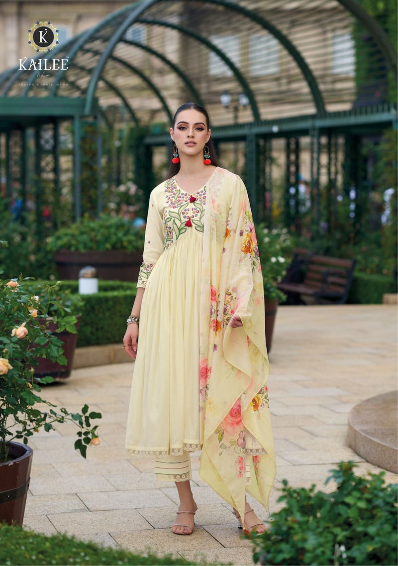 Kailee Fashion Rozani Viscose Silk Stylish Kurti With Bottom