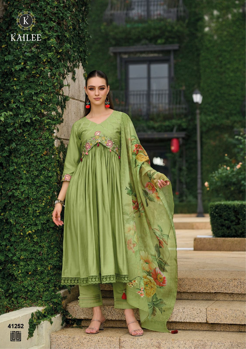 Kailee Fashion Rozani Viscose Silk Stylish Kurti With Bottom