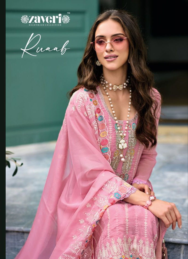 Zaveri Woman Beauty Rubaab Organza Embroidery Designer Suit Collection