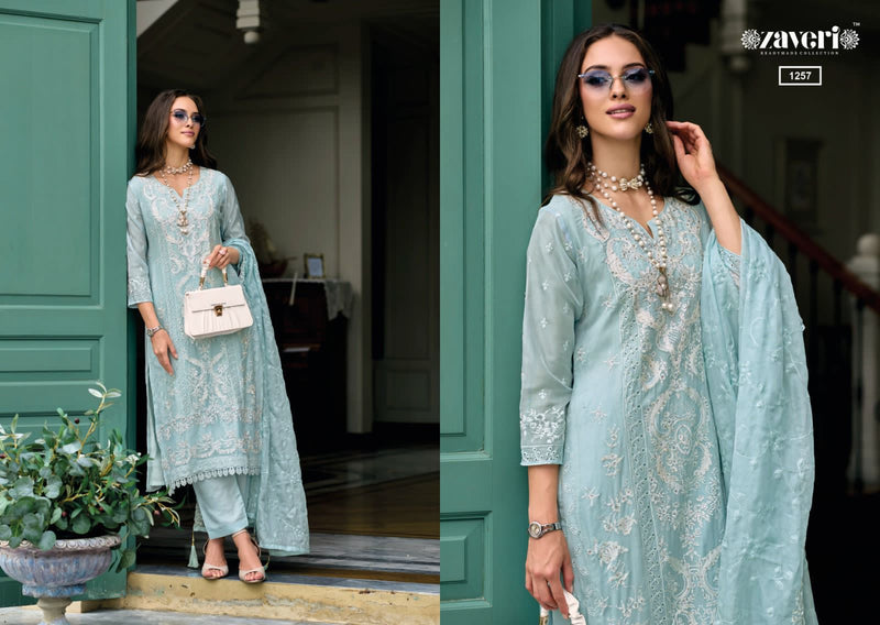 Zaveri Woman Beauty Rubaab Organza Embroidery Designer Suit Collection