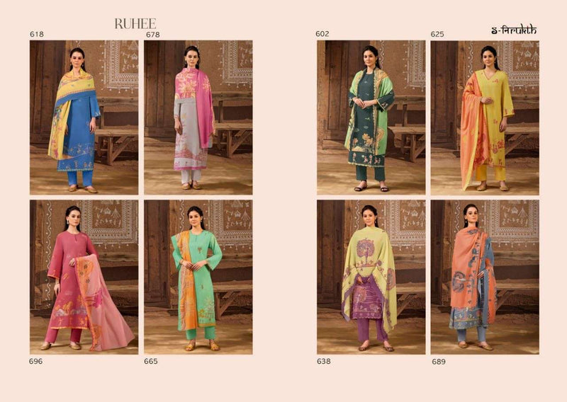 S Nirukth Ruhee Cotton Print With Hand Work Unstitch Salwar Suits