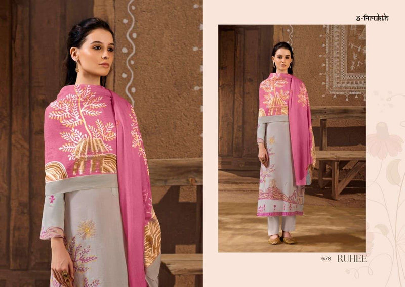 S Nirukth Ruhee Cotton Print With Hand Work Unstitch Salwar Suits