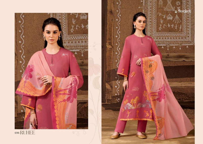 S Nirukth Ruhee Cotton Print With Hand Work Unstitch Salwar Suits
