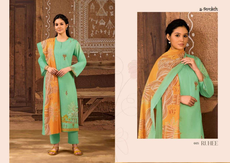 S Nirukth Ruhee Cotton Print With Hand Work Unstitch Salwar Suits