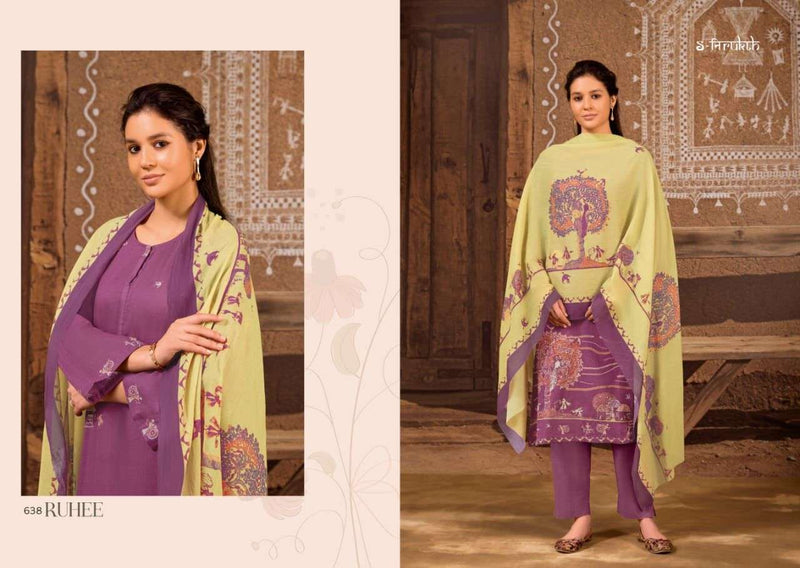 S Nirukth Ruhee Cotton Print With Hand Work Unstitch Salwar Suits