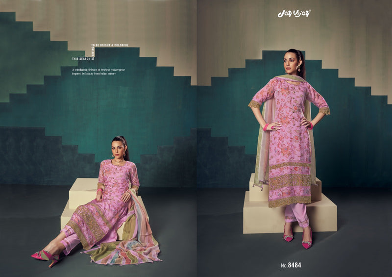 Jay Vijay Rumeha Orgenza Digital Print With Embroidery Suits